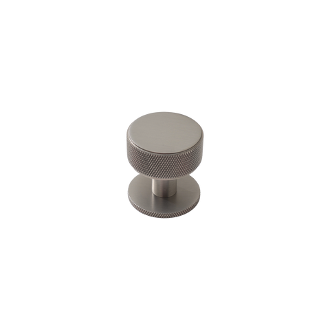 Momo Belgravia Knurled Round Knob Solid Brass 35mm in Dull Brushed Nickel