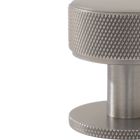Momo Belgravia Knurled Round Knob Solid Brass 35mm in Dull Brushed Nickel