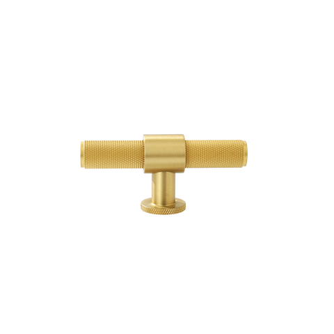 Momo Belgravia Knurled T Knob Solid Brass 82mm in Brushed Satin Brass
