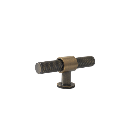 Momo Belgravia Knurled T Knob Solid Brass 82mm in Dark Brushed Brass