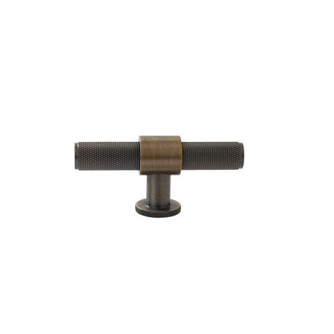 Momo Belgravia Knurled T Knob Solid Brass 82mm in Dark Brushed Brass