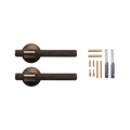 Brass knurled lever handles from KitchenLibrary, showcasing a solid brass design with a knurled texture and essential hardware.