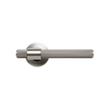 Belgravia knurled lever handle set from KitchenLibrary featuring brass knurled lever handles with a textured grip.