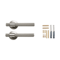 Belgravia brass knurled lever handles set with accessories by KitchenLibrary for doors and cabinetry.