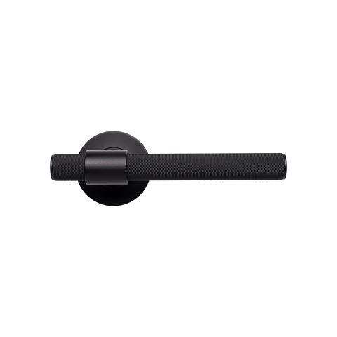 Momo Belgravia Solid Brass Knurled Lever Handle Set in Matt Black