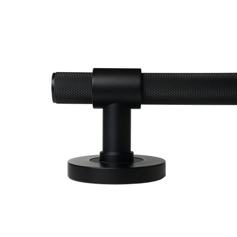 Momo Belgravia Solid Brass Knurled Lever Handle Set in Matt Black