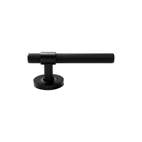 Momo Belgravia Solid Brass Knurled Lever Handle Set in Matt Black