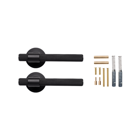 Momo Belgravia Solid Brass Knurled Lever Handle Set in Matt Black