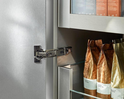Blum CLIP top 155° 0-protrusion hinge. Overlay Application.