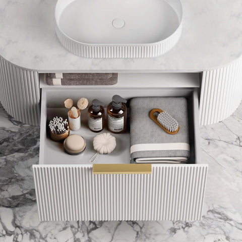 Bondi Satin White Fluted Single Basin Vanity