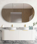 Bondi Satin White Fluted Double Basin Vanity Vanity Otti Australia 1500mm Quartz Stone Pure White-20mm 