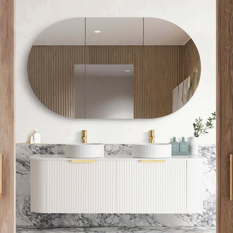 Bondi Satin White Fluted Double Basin Vanity Vanity Otti Australia 1500mm Quartz Stone Pure White-20mm 