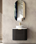 Bondi Black Oak Single Basin Vanity Vanity Otti Australia 600mm Quartz Stone Pure White-20mm 