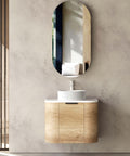 Bondi Natural Oak Single Basin Vanity Vanity Otti Australia 600mm Quartz Stone Pure White-20mm 