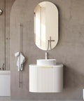 Bondi Satin White Fluted Single Basin Vanity Vanity Otti Australia 600mm Quartz Stone Pure White-20mm 
