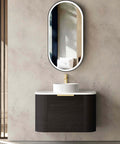 Bondi Black Oak Single Basin Vanity Vanity Otti Australia 750mm Quartz Stone Pure White-20mm 