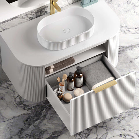 Bondi Satin White Fluted Single Basin Vanity