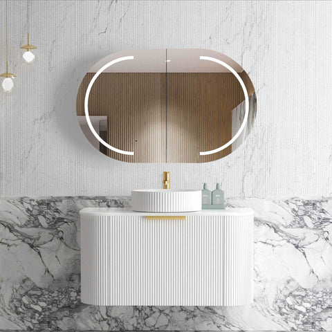 Bondi Satin White Fluted Single Basin Vanity