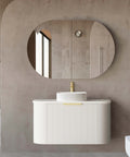 Bondi Satin White Fluted Single Basin Vanity Vanity Otti Australia 900mm Quartz Stone Pure White-20mm 