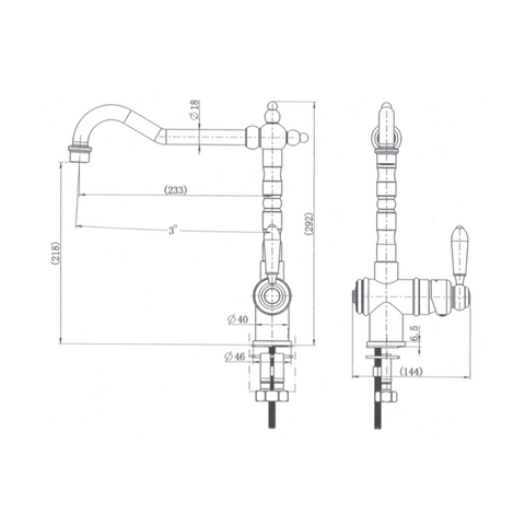 BOR004 – Bordeaux Kitchen Mixer – Chrome sketch