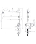 BOR004BN – Bordeaux Kitchen Mixer – Brushed Nickel sketch
