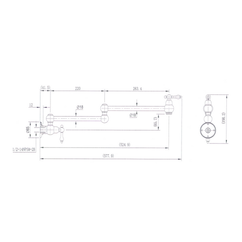 BOR020BK – Bordeaux Kitchen Pot Filler – Matt Black sketch