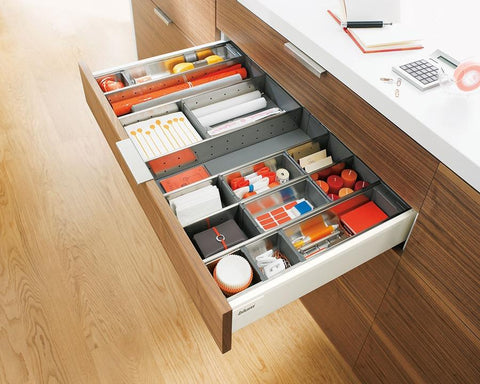 Blum ORGA-LINE Drawer Insert Container In Brushed Stainless Steel/Dust Grey