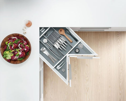 Blum ORGA-LINE Drawer Insert Knife Holder, For 4 Small And 5 Large Knives, Width: 177.5mm In Brushed Stainless Steel/Dust Grey ZSZ.02MO