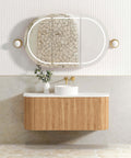 Bondi Woodland Oak Fluted Single Basin Vanity Vanity Otti Australia 1200mm Quartz Stone Pure White-20mm 