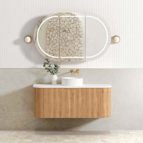 Bondi Woodland Oak Fluted Single Basin Vanity Vanity Otti Australia 1200mm Quartz Stone Pure White-20mm 