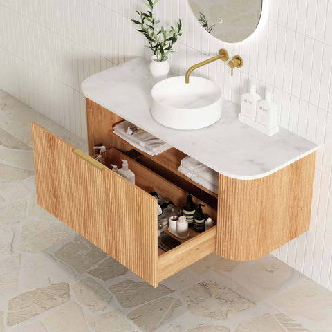 Bondi Woodland Oak Fluted Single Basin Vanity