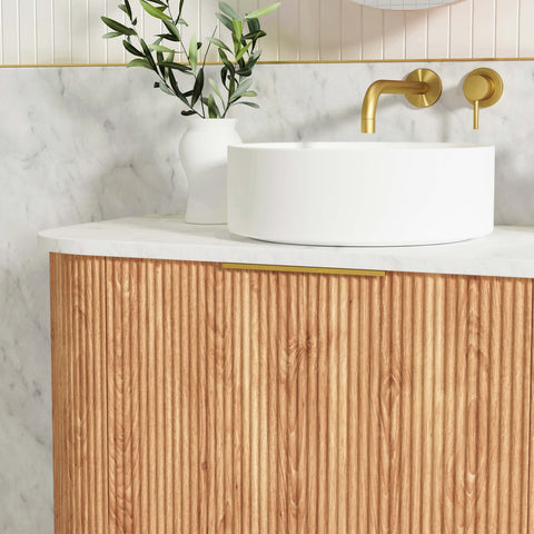 Bondi Woodland Oak Fluted Double Basin Vanity