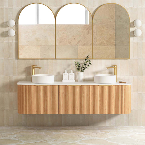 Bondi Woodland Oak Fluted Double Basin Vanity