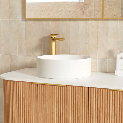 Bondi Woodland Oak Fluted Double Basin Vanity