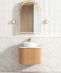 Bondi Woodland Oak Fluted Single Basin Vanity Vanity Otti Australia 600mm Quartz Stone Pure White-20mm 