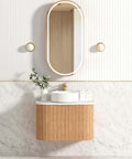 Bondi Woodland Oak Fluted Single Basin Vanity Vanity Otti Australia 750mm Quartz Stone Pure White-20mm 