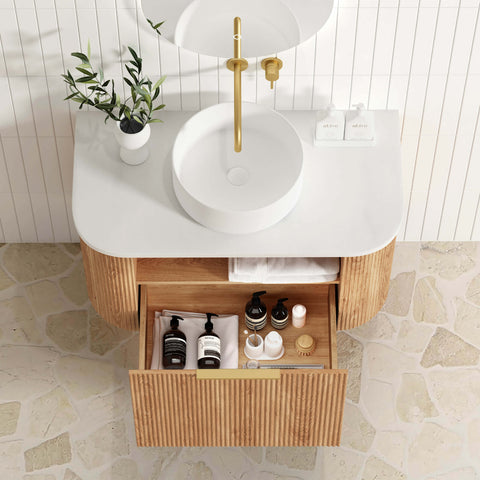 Bondi Woodland Oak Fluted Single Basin Vanity