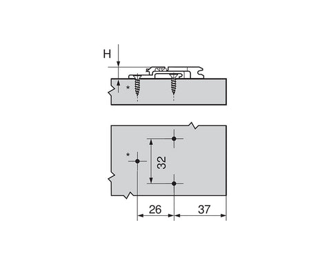 Blum CLIP Mounting Plate, 2 Part