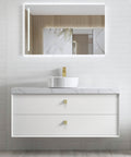Boston Matte White Single Basin Vanity Vanity Otti Australia 1200mm Quartz Stone Pure White-20mm Above Counter