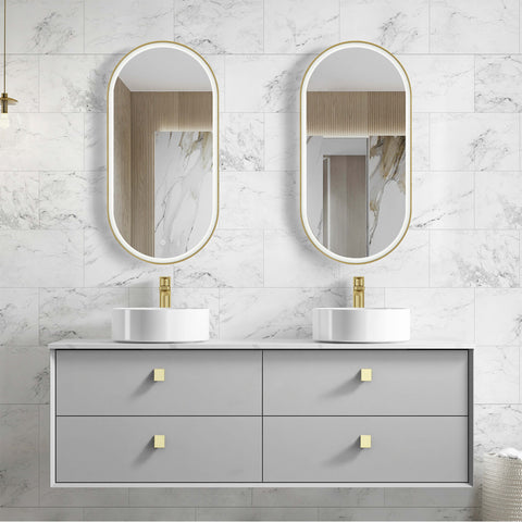 Boston Light Grey Double Basin Vanity Vanity Otti Australia 1500mm Quartz Stone Pure White-20mm Above Counter