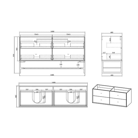 Boston Light Grey Double Basin Vanity