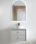 Boston Light Grey Single Basin Vanity Vanity Otti Australia 600mm Quartz Stone Pure White-20mm Above Counter