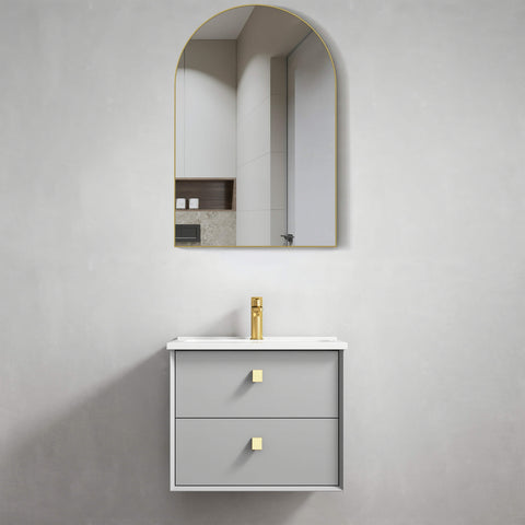 Boston Light Grey Ceramic Top Single Basin Vanity Vanity Otti Australia 600mm  