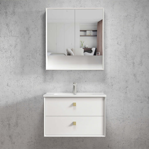 Boston Matte White Ceramic Top Single Basin Vanity Vanity Otti Australia 750mm  