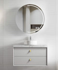 Boston Light Grey Single Basin Vanity Vanity Otti Australia 900mm Quartz Stone Pure White-20mm Above Counter