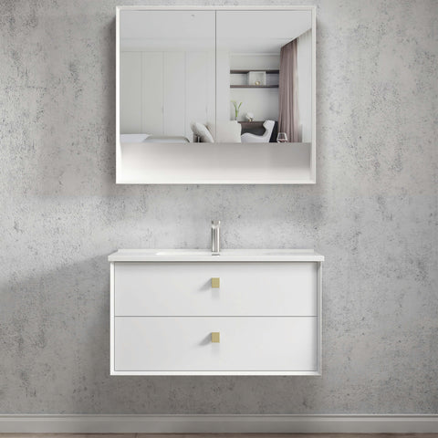 Boston Matte White Ceramic Top Single Basin Vanity Vanity Otti Australia 900mm  