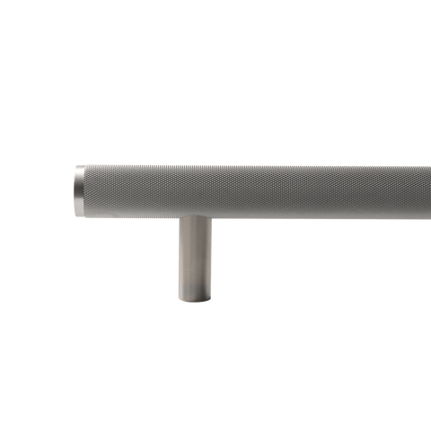 Momo Bellevue Knurled Solid Brass Door Pull Handle In Dull Brushed Nickel