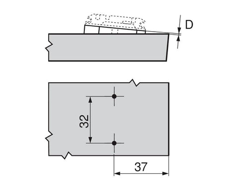 Blum Angled Spacer, Cruciform, +5 Degrees, Screw-On Version