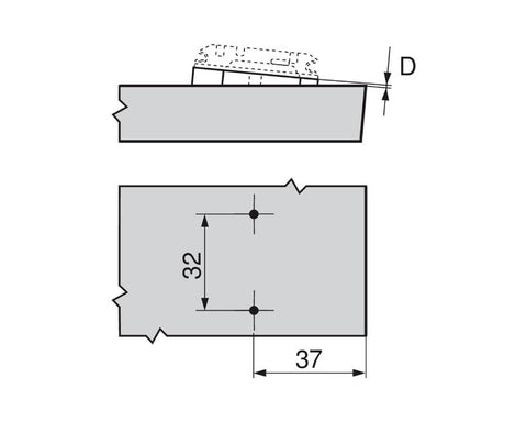 Blum Angled Spacer, Cruciform, +5 Degrees, Screw-On Version