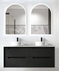 Byron Black Oak Double Basin Vanity Vanity Otti Australia 1200mm Quartz Stone Pure White-20mm Above Counter